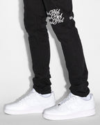 Mens Chitch Scripted Slim Denim Jeans - Black