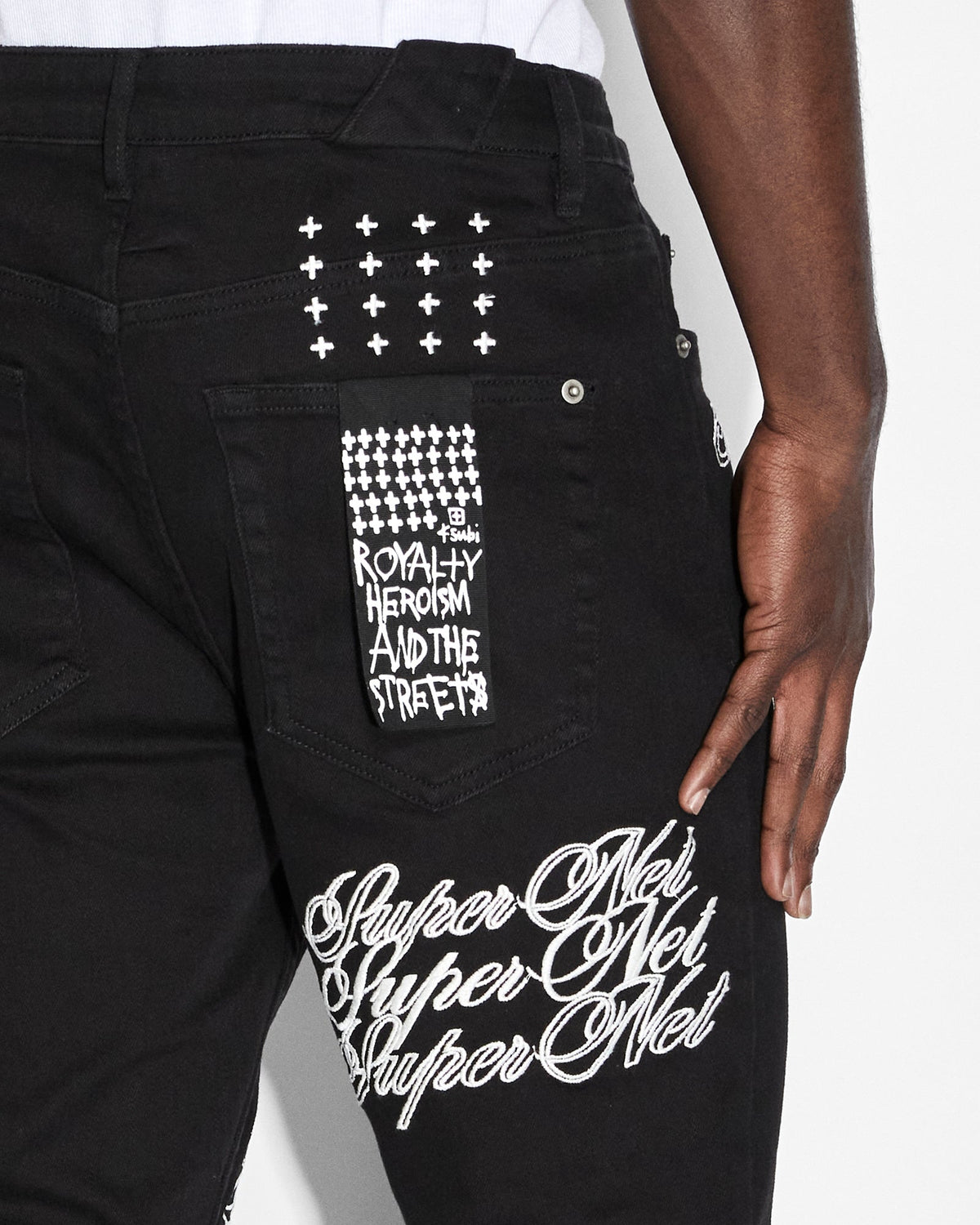 Mens Chitch Scripted Slim Denim Jeans - Black