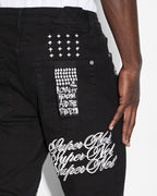 Mens Chitch Scripted Slim Denim Jeans - Black
