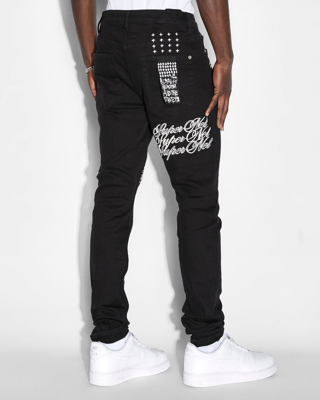 Mens Chitch Scripted Slim Denim Jeans - Black