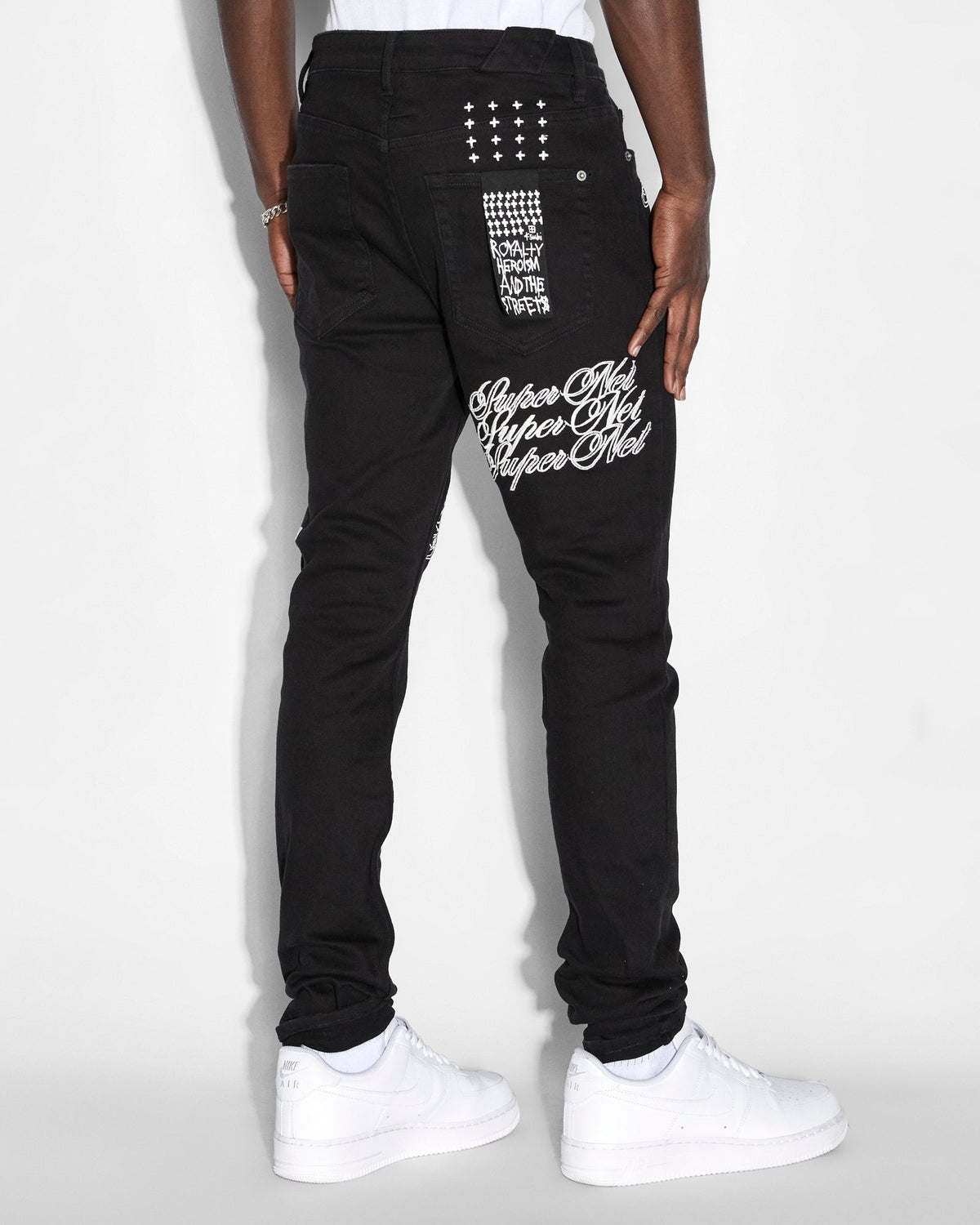 Mens Chitch Scripted Slim Denim Jeans - Black