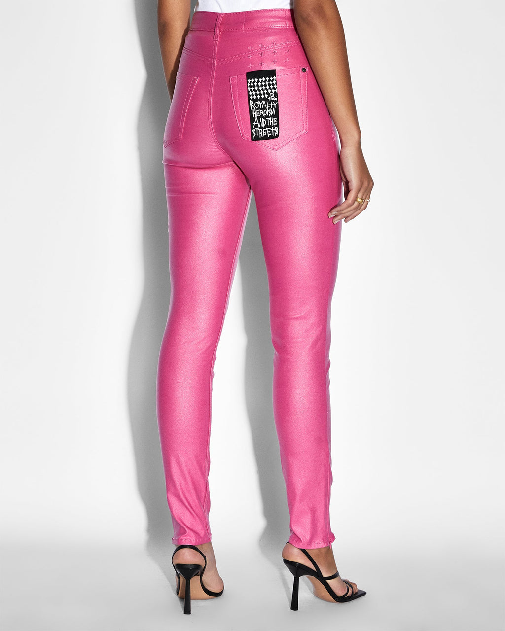 Womens Hi N Wasted Xtra Fuschia Wax Skinny Denim Jeans - Pink