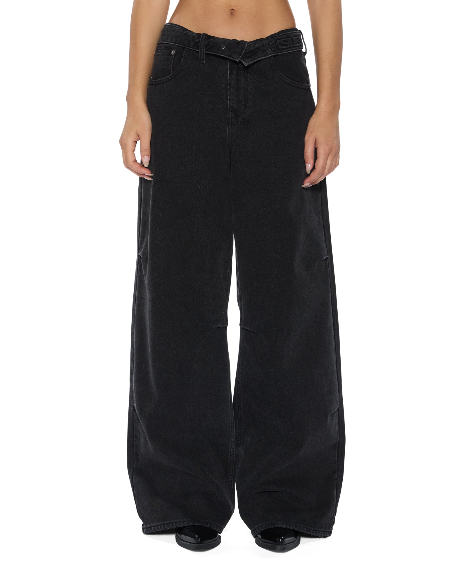 WOMENS  KSUPER FLIP NOIR BAGGY DENIM JEANS