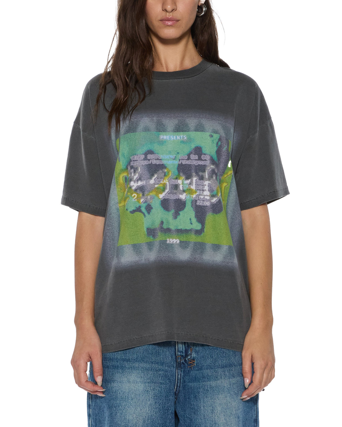 Womens Suspension Oh G Ss Tee Charcoal Oversized Tees - Grey