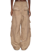 Womens Ksuper Cargo Terra Baggy Denim Jeans - Brown