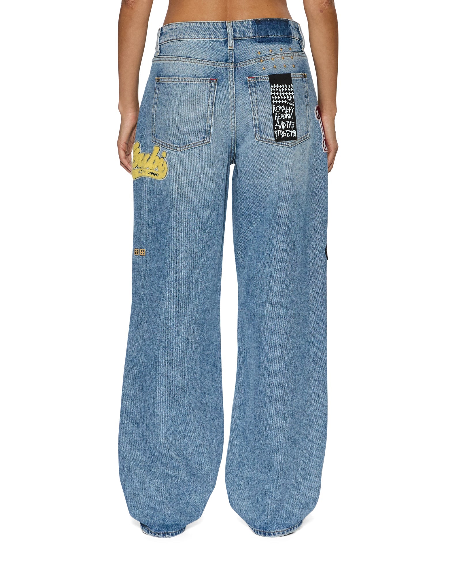WOMENS  LOW RIDER HORIZON PATCH RELAXED DENIM JEANS
