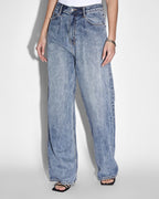 Womens Lo Key Haven Wide Denim Jeans - Denim