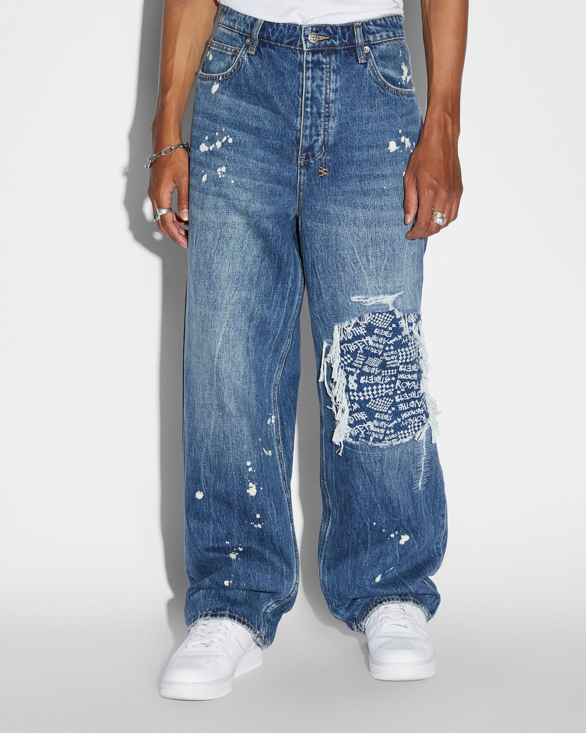 Mens Maxx Kulture Trashed Baggy Denim Jeans - Denim