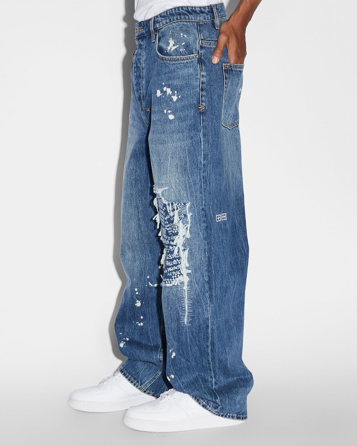 Mens Maxx Kulture Trashed Baggy Denim Jeans - Denim