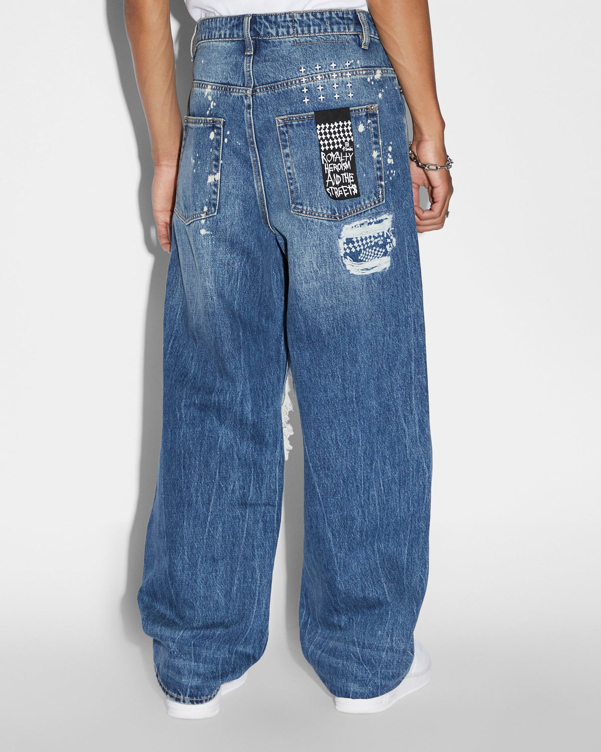 Mens Maxx Kulture Trashed Baggy Denim Jeans - Denim