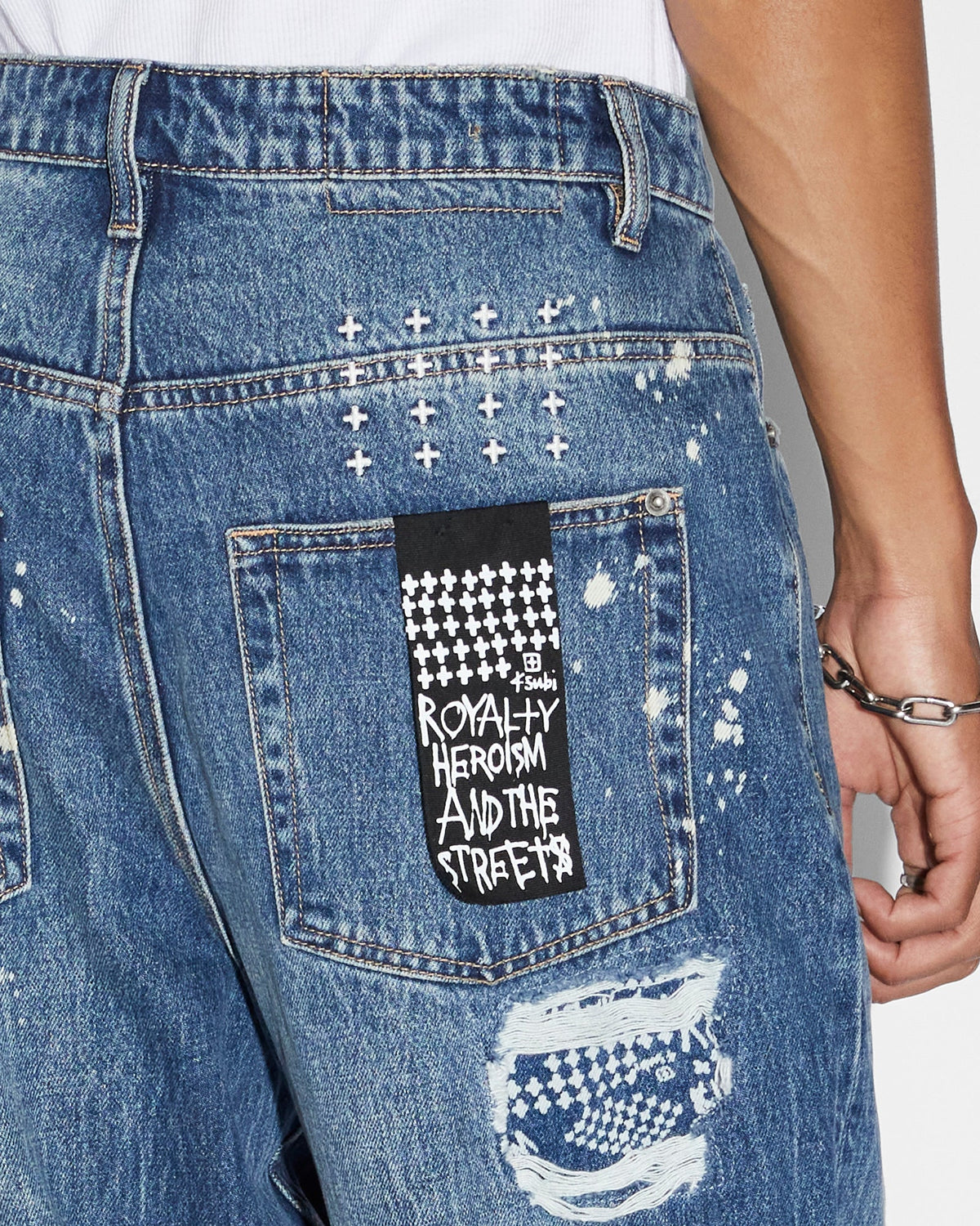 Mens Maxx Kulture Trashed Baggy Denim Jeans - Denim