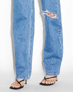 Womens Playback Ramble Trashed Straight Denim Jeans - Denim