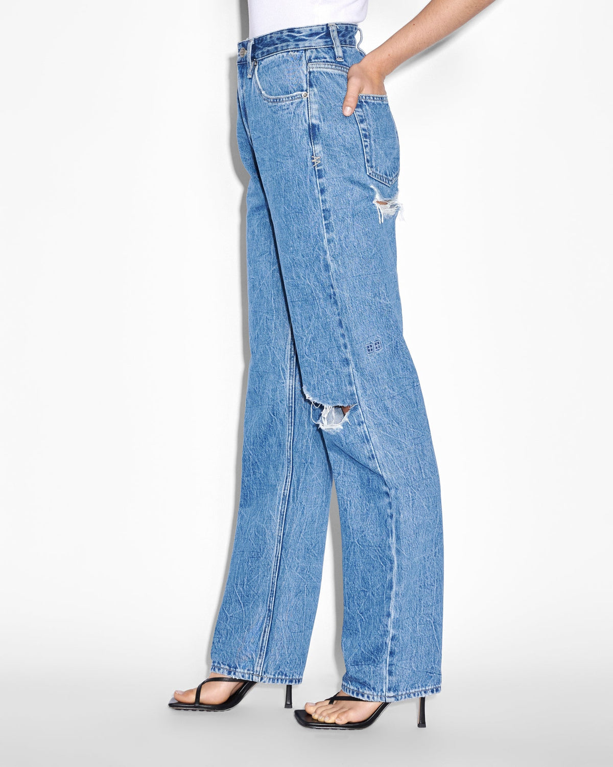 Womens Playback Ramble Trashed Straight Denim Jeans - Denim