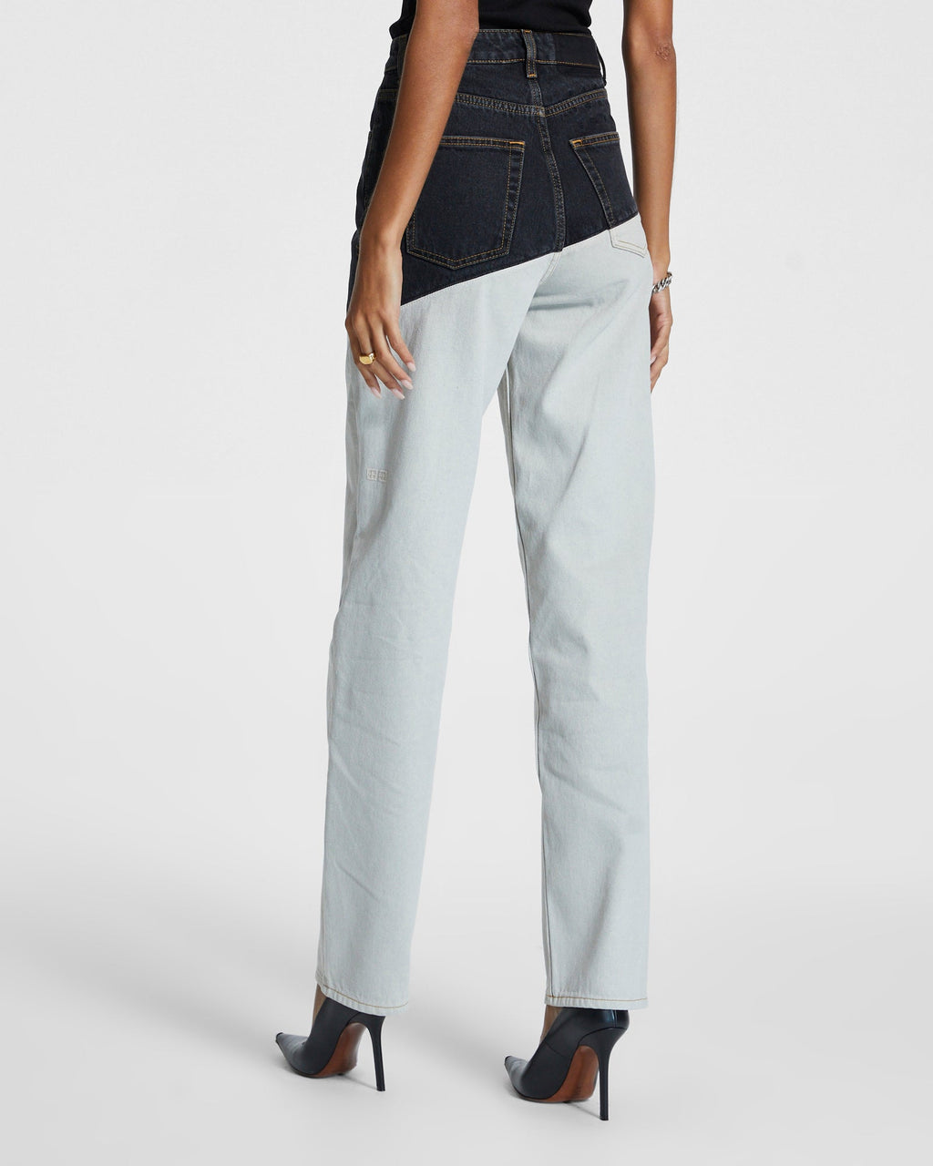 WOMENS PLAYBACK BLACK/BONE SPLICED DENIM JEANS