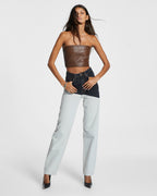 WOMENS PLAYBACK BLACK/BONE SPLICED DENIM JEANS