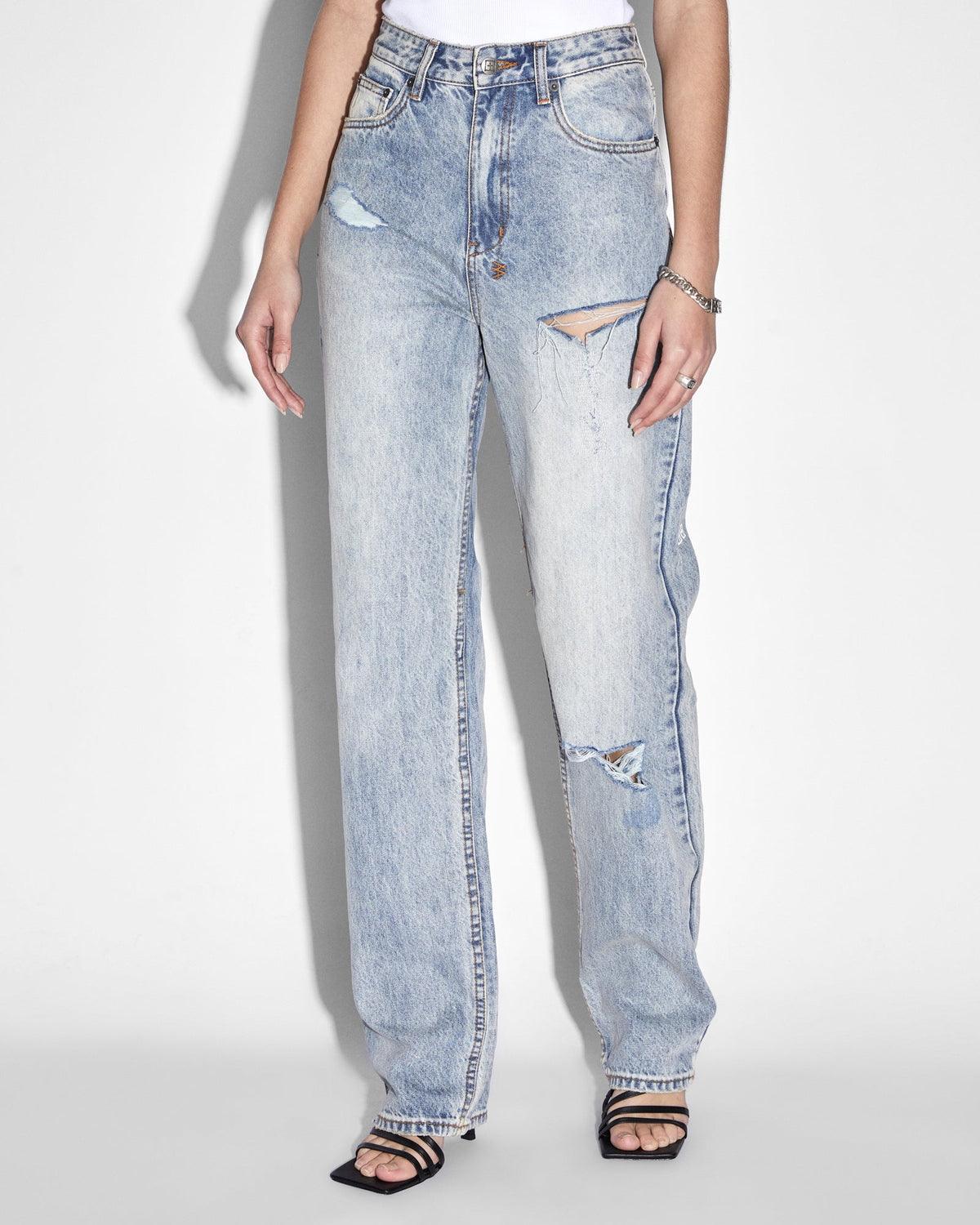 Womens Playback Skream Trashed Straight Denim Jeans - Denim