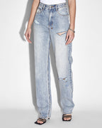 Womens Playback Skream Trashed Straight Denim Jeans - Denim