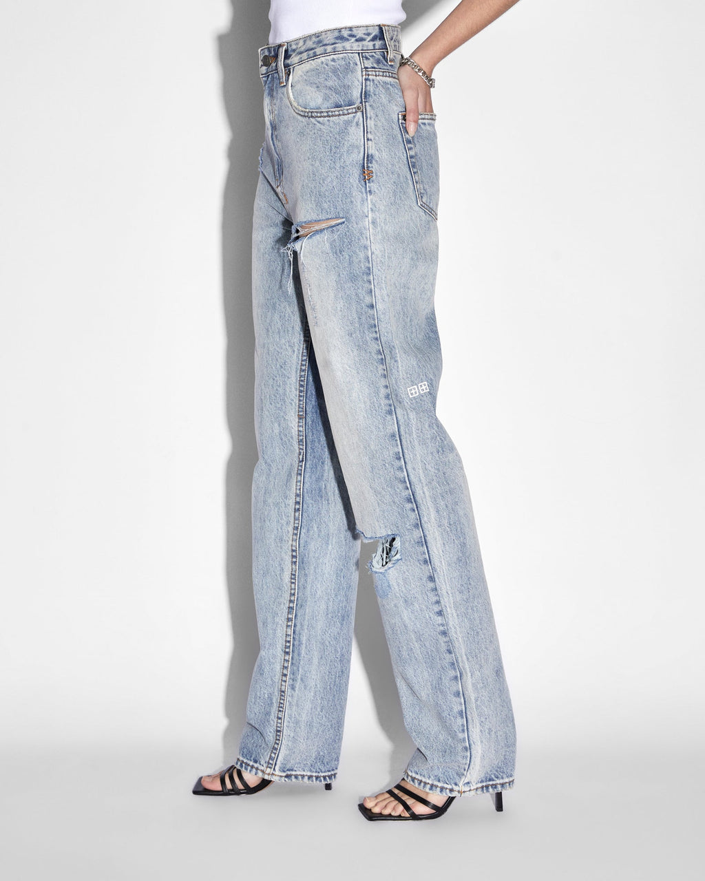 Womens Playback Skream Trashed Straight Denim Jeans - Denim