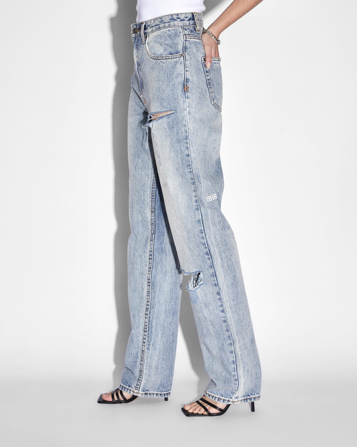 Womens Playback Skream Trashed Straight Denim Jeans - Denim
