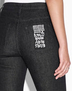 WOMENS SOHO EBONY LACED DENIM JEANS