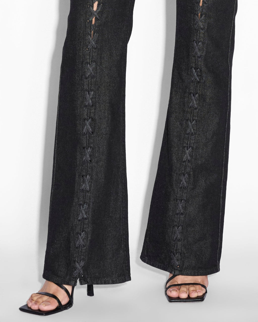 WOMENS SOHO EBONY LACED DENIM JEANS