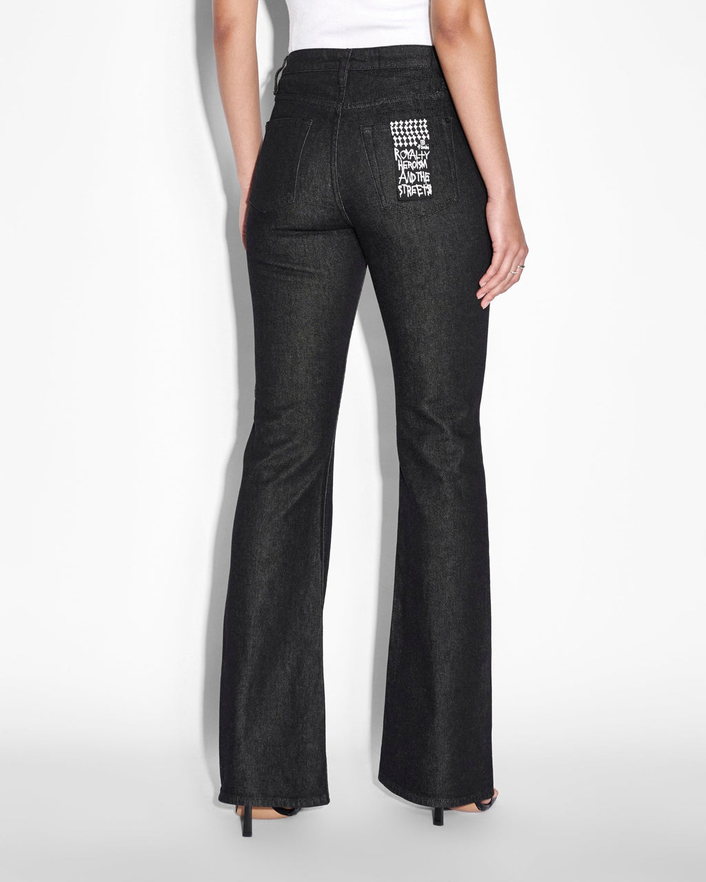 WOMENS SOHO EBONY LACED DENIM JEANS
