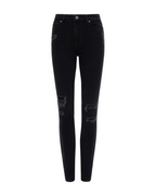 WOMENS SPRAY ON XTRA BONEYARD BLACK DENIM JEANS