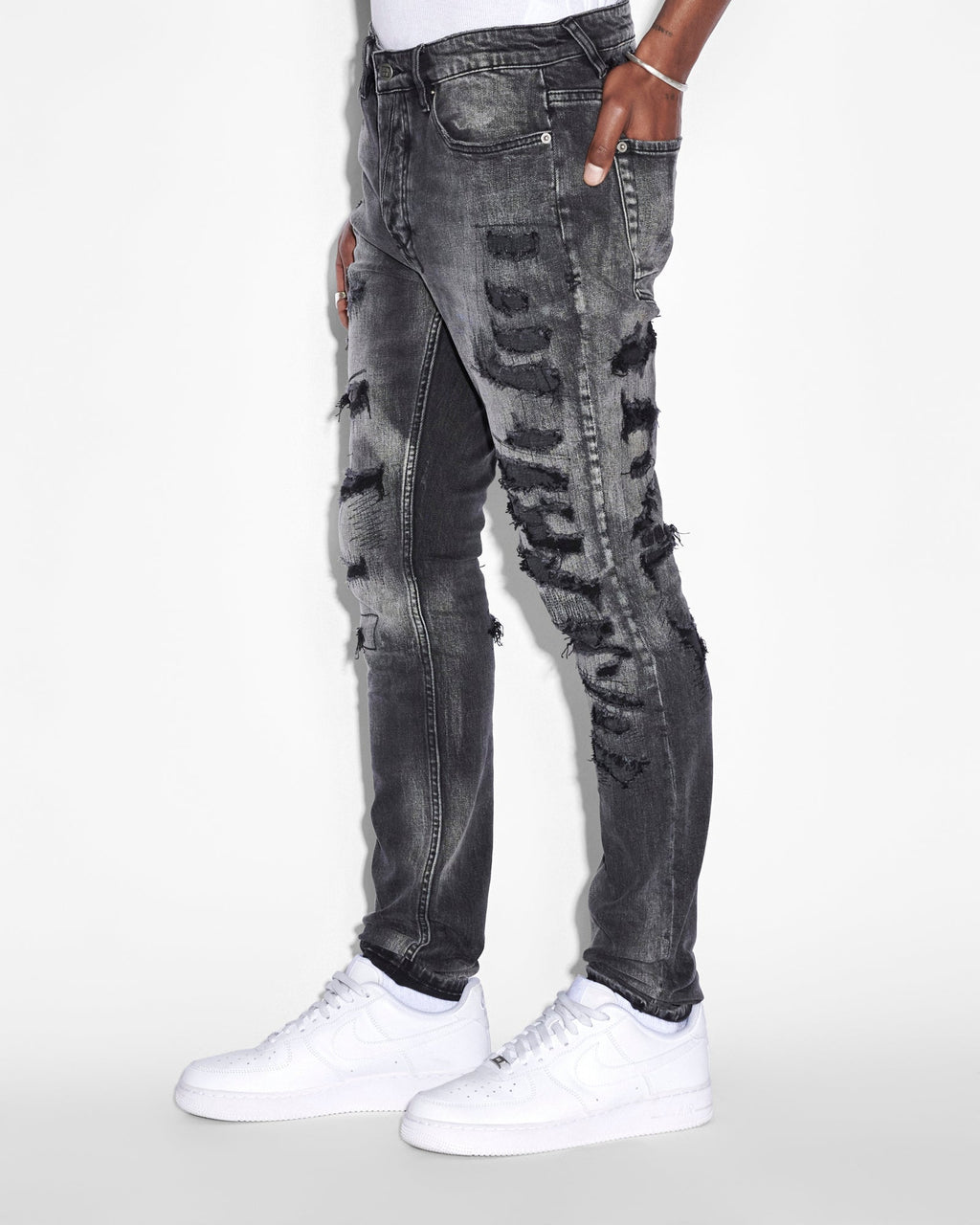 Mens Van Winkle Tektonik Black Skinny Denim Jeans - Black