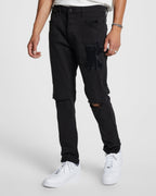 Mens Wolfgang K Patch Ace Black Tapered Denim Jeans - Black