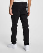 Mens Wolfgang K Patch Ace Black Tapered Denim Jeans - Black