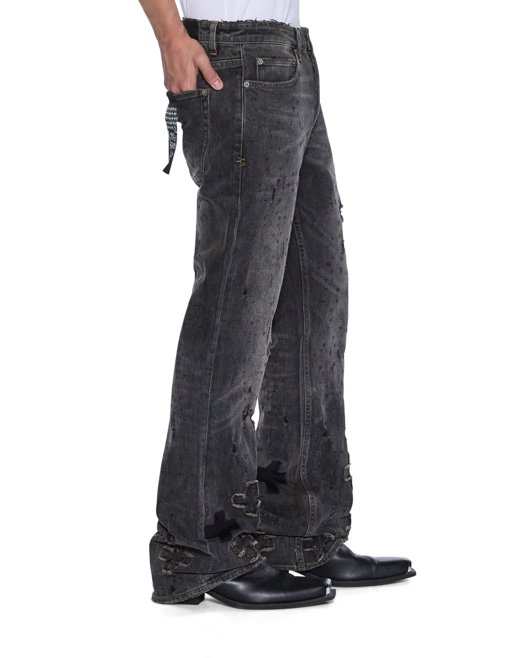 MENS BRONKO ASHER BLACK SHOTGUN DENIM JEANS