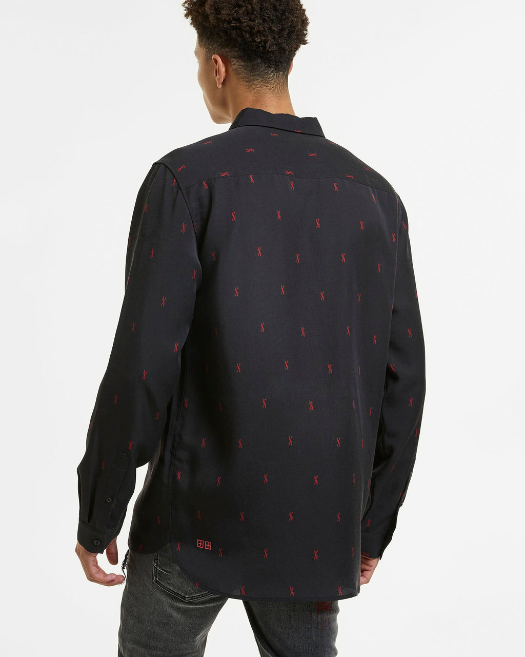 MENS KASH LS SHIRT BLACK RED SHIRTS