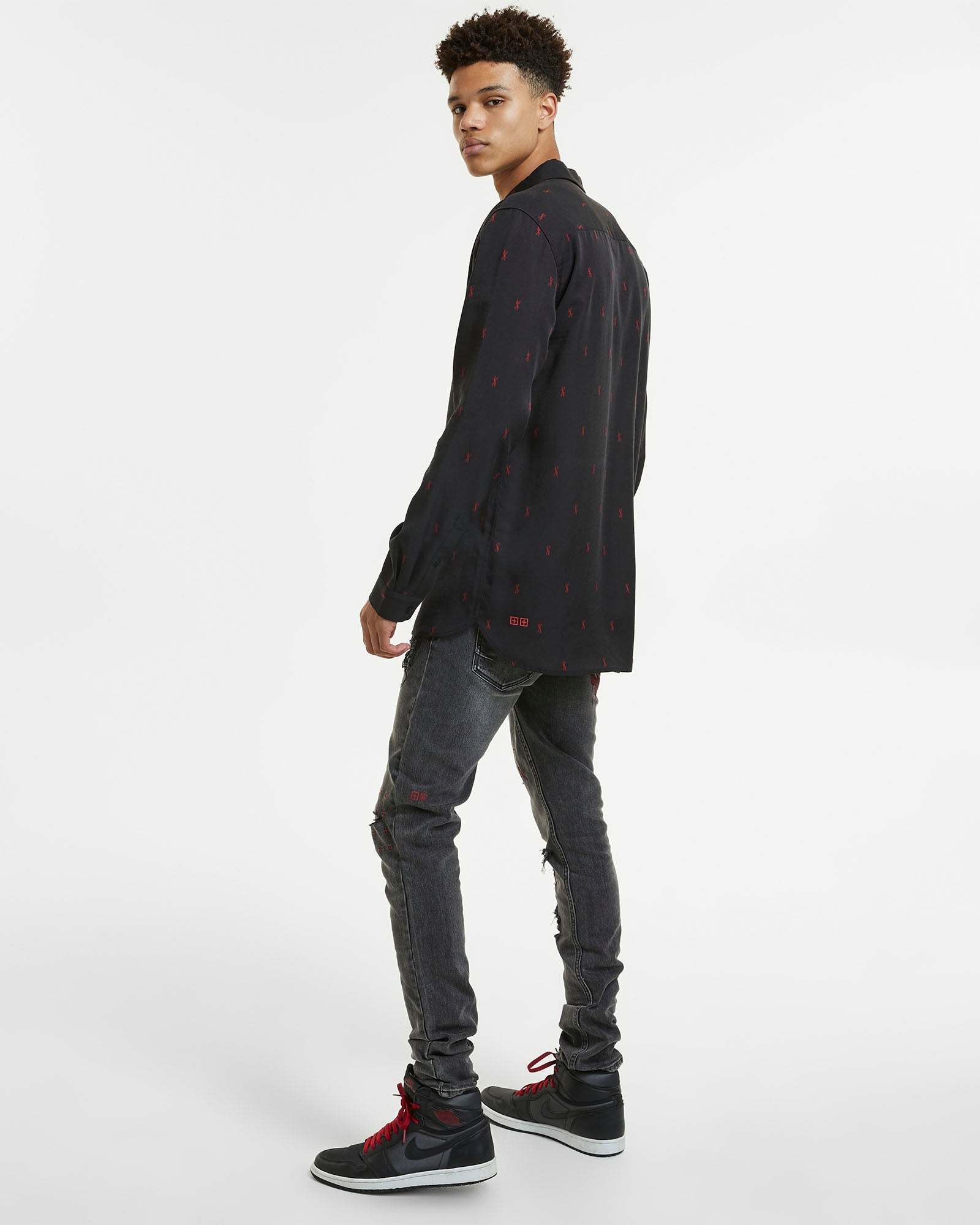 KASH LS SHIRT BLACK RED