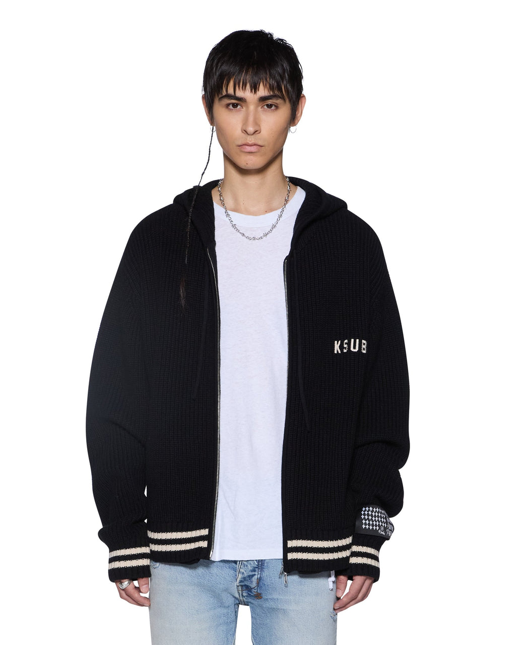 MENS BOXER ZIP KNIT HOODIE MIDNIGHT KNITWEAR