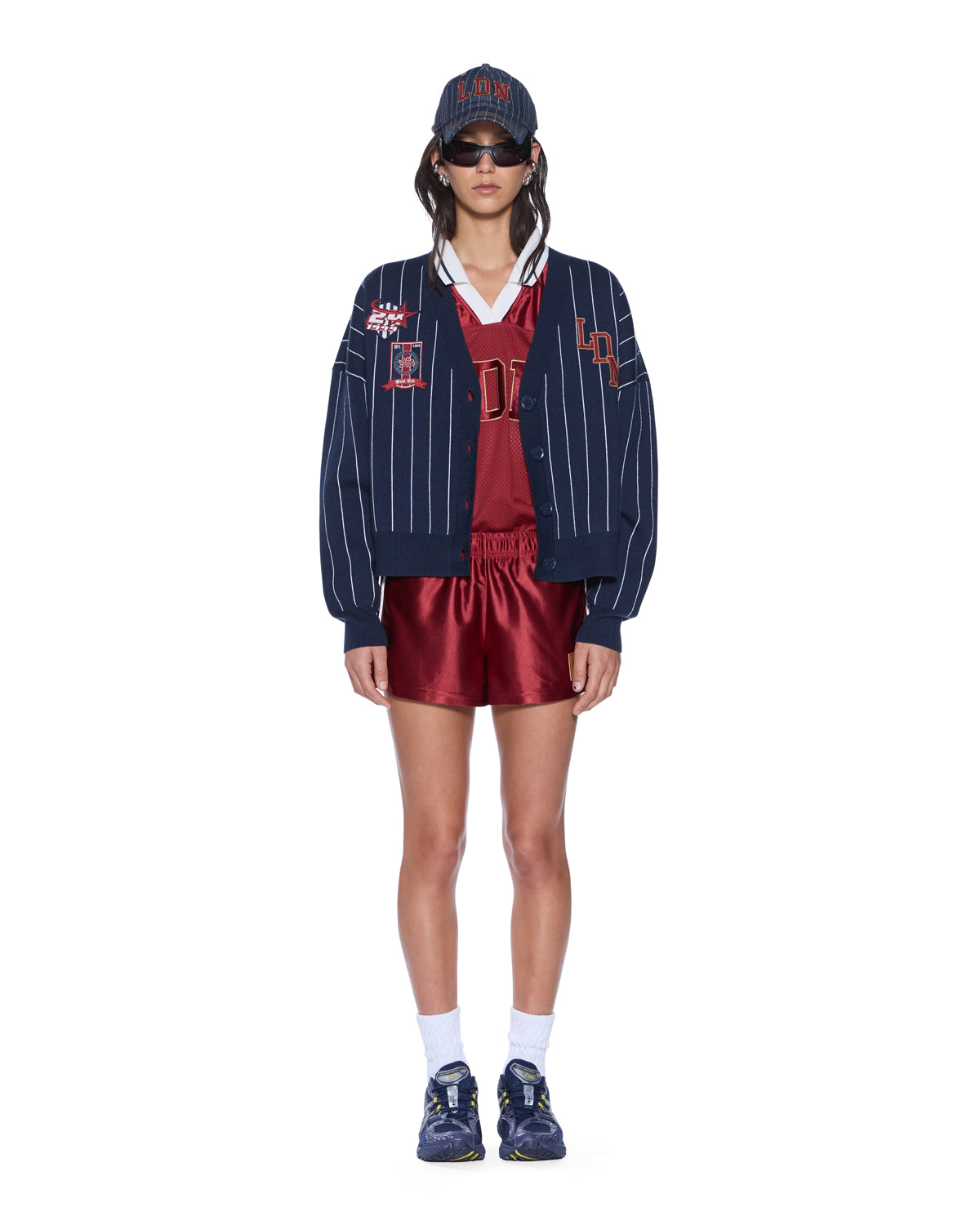 WOMENS DEAN CARDIGAN NAVY PINSTRIPE REGULAR KNITWEAR