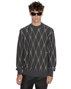 MENS DIAMOND DOLLAR KNIT CREW GREY KNITWEAR