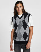Mens Old Dollar Vest Grey Regular Knitwear - Grey