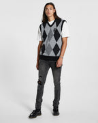 Mens Old Dollar Vest Grey Regular Knitwear - Grey