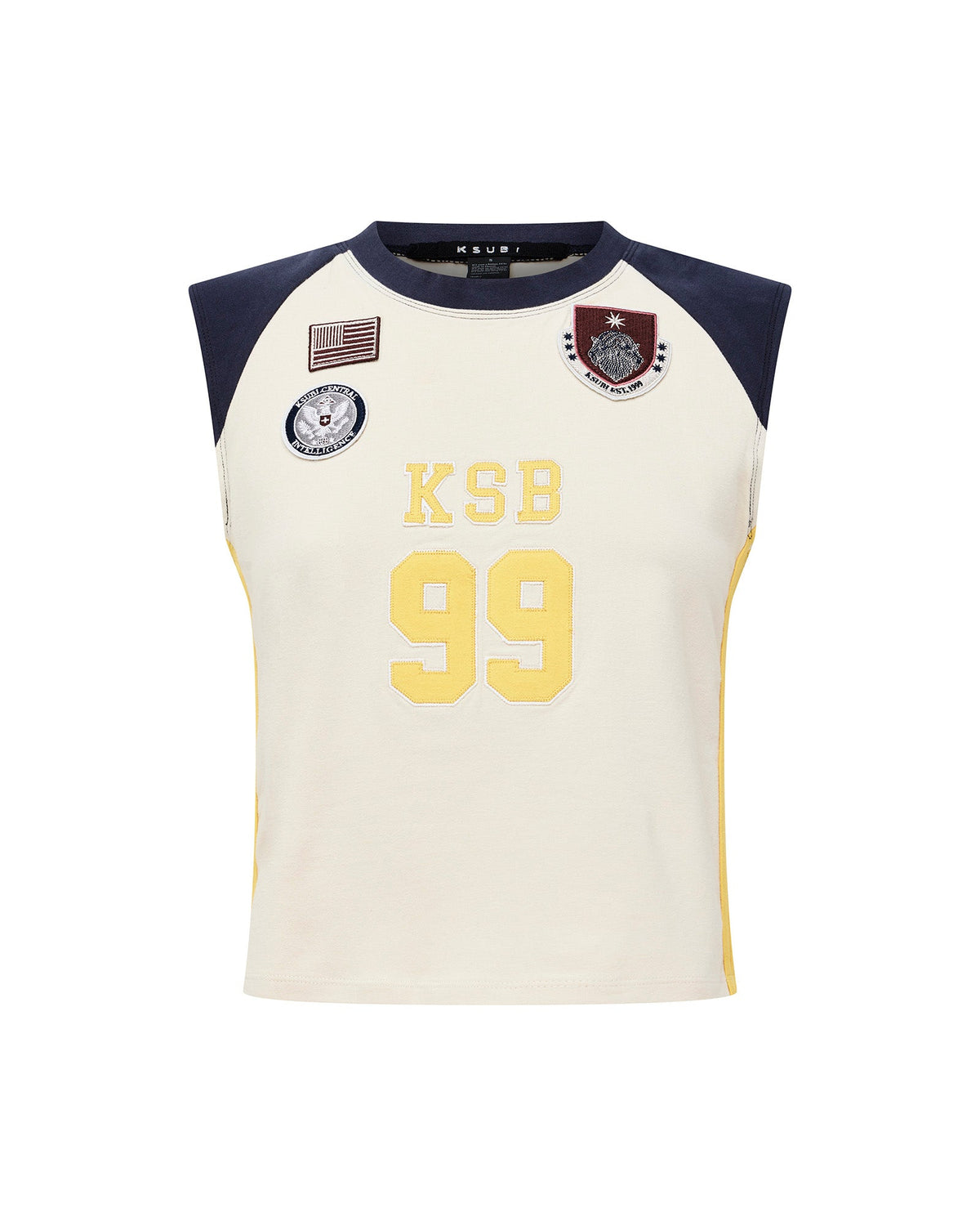 WOMENS KSB BABY TANK NAVY WHITE TEES