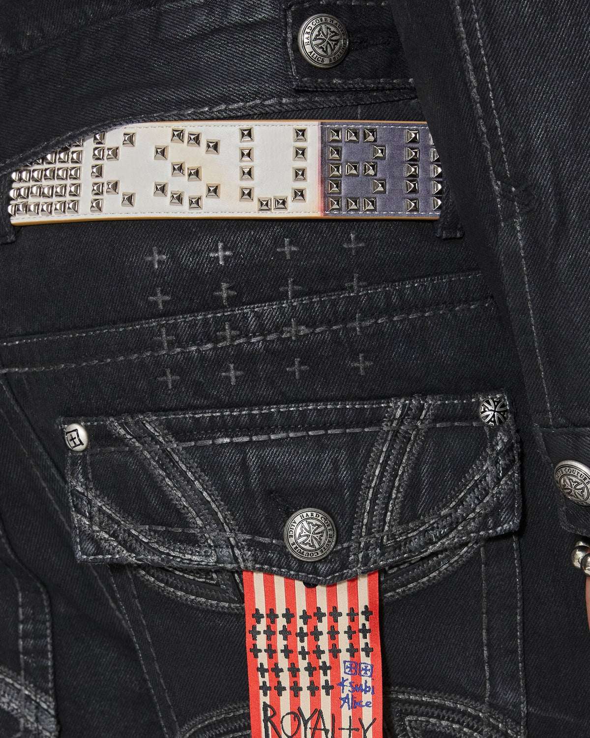 KSUBI X ALICE HOLLYWOOD LEATHER STUDDED FLAG BELT