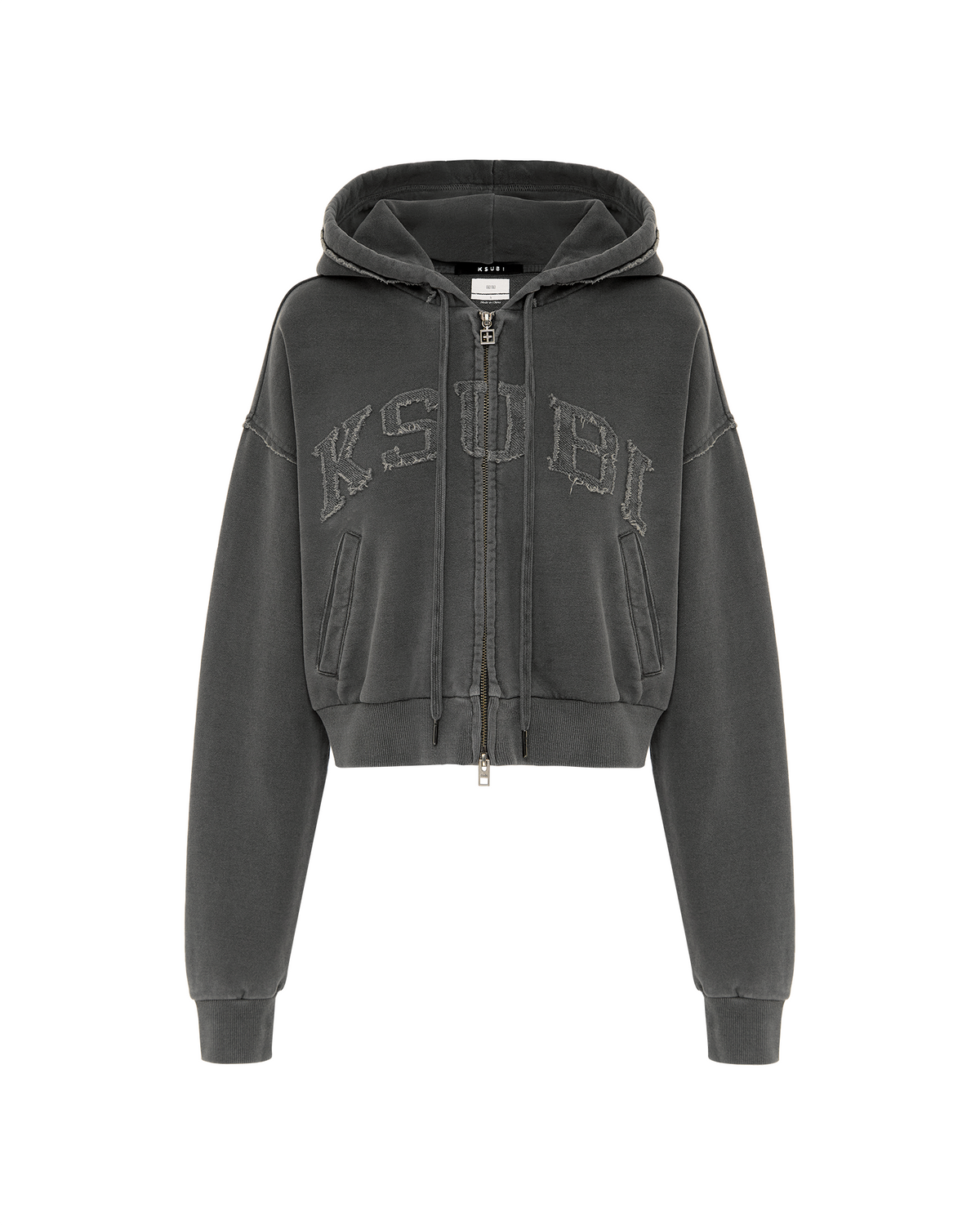 LEAGUE CROPPED HOODIE CHARCOAL