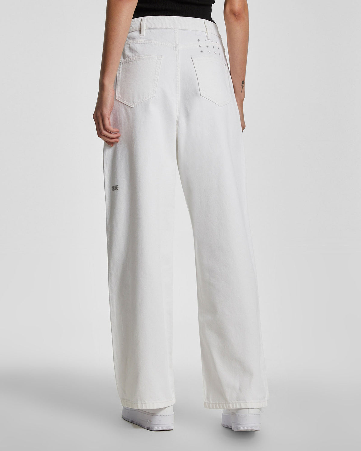 Womens Lo Key Jean Blanc Wide Denim Jeans - White