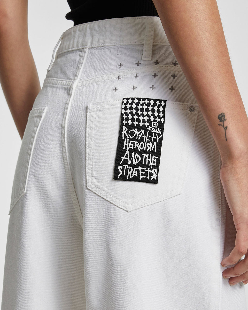 Womens Lo Key Jean Blanc Wide Denim Jeans - White
