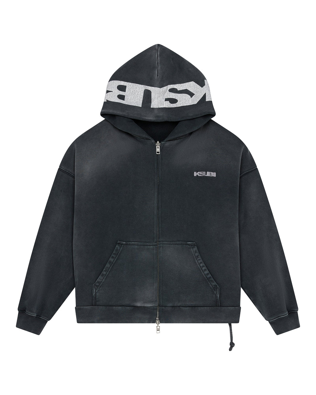 MENS ACE EKCESS ZIP THRU HOODIE BLACK FADE FLEECE
