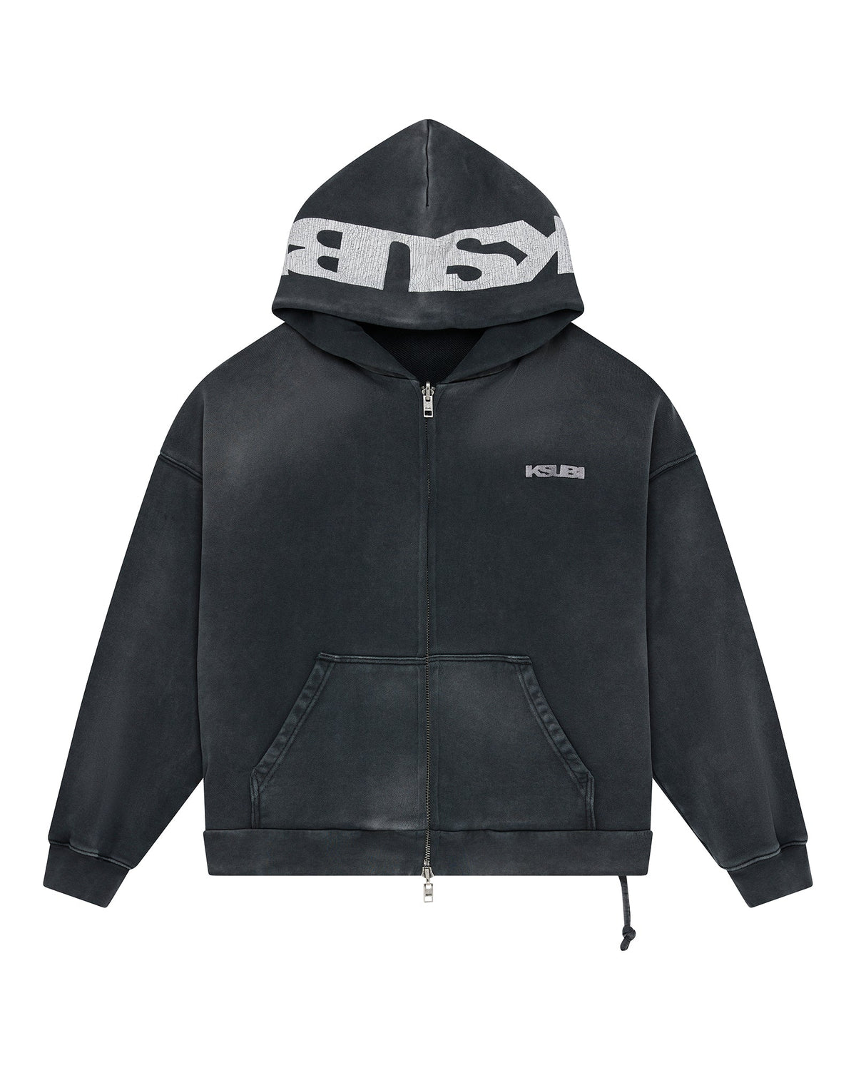 MENS ACE EKCESS ZIP THRU HOODIE BLACK FADE FLEECE