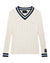 MENS  PRINCETON CABLE KNIT V NECK VINTAGE WHITE BOXY KNITWEAR