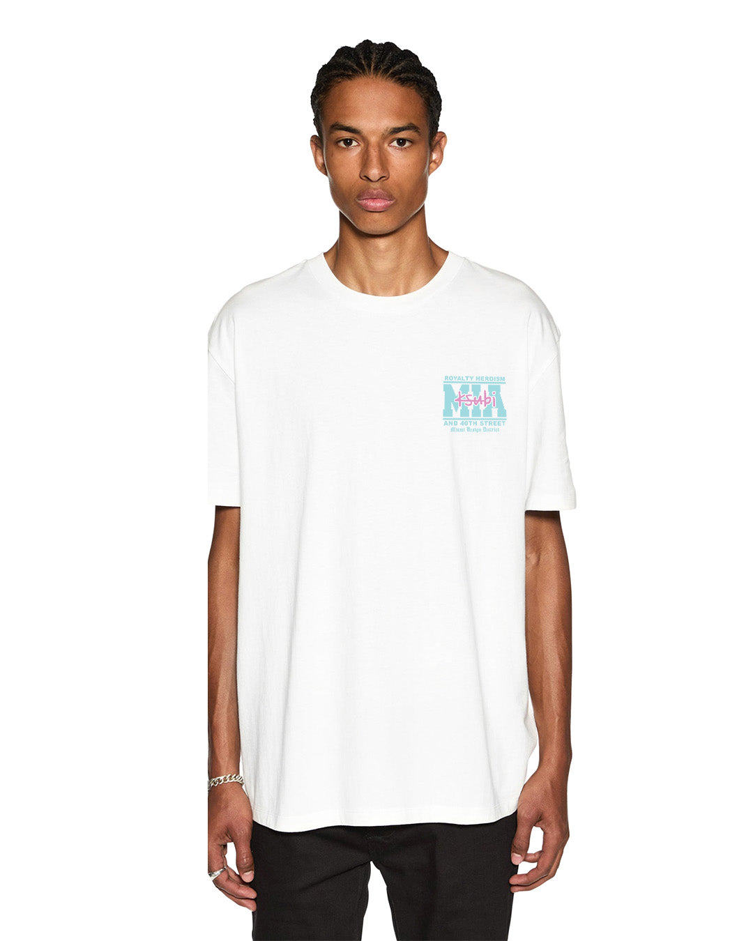 MENS MIAMI AND THE STREETS SS BIGGIE TEE WHITE TEES