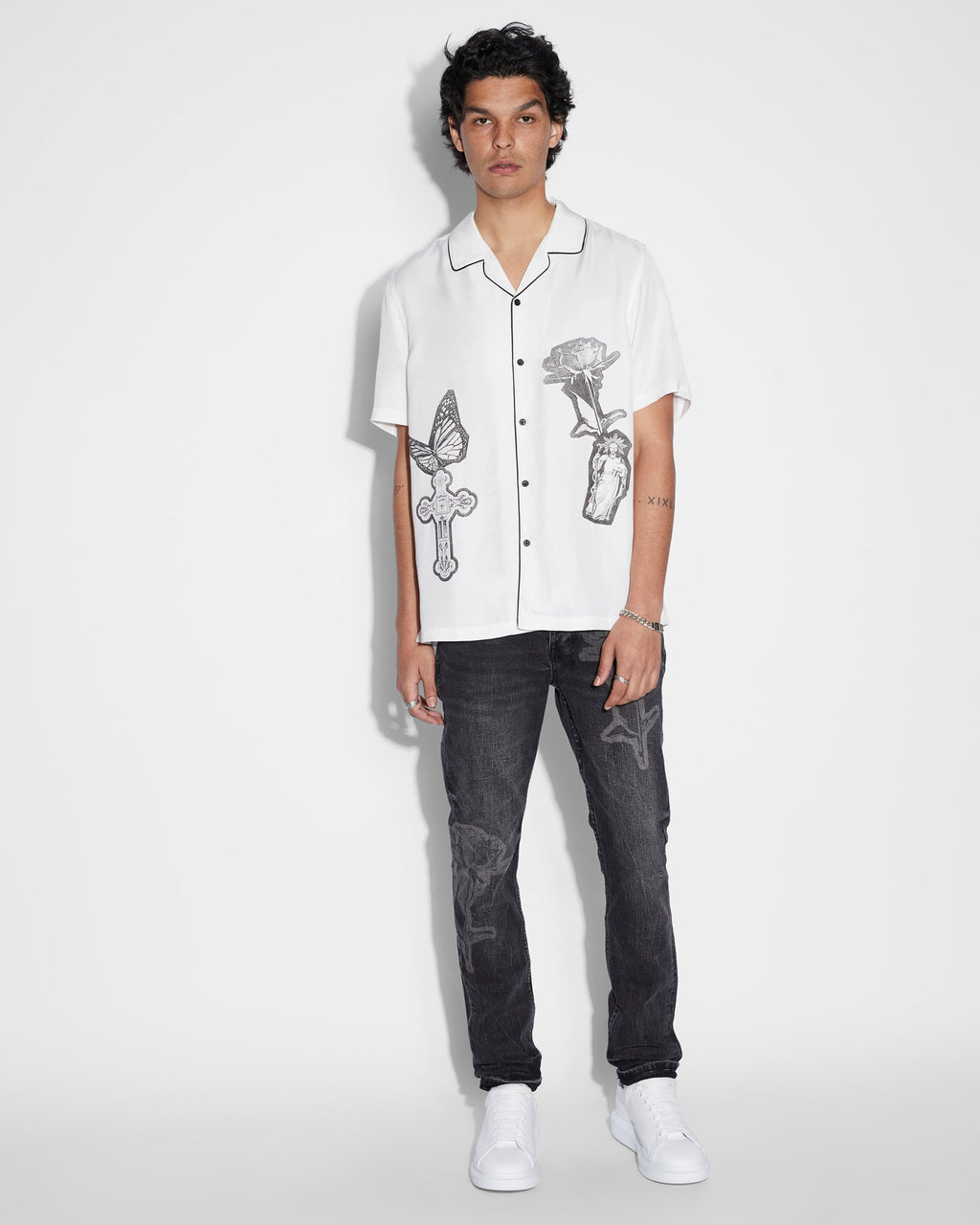 Mens Chitch Kut Out Black Slim Denim Jeans - Black