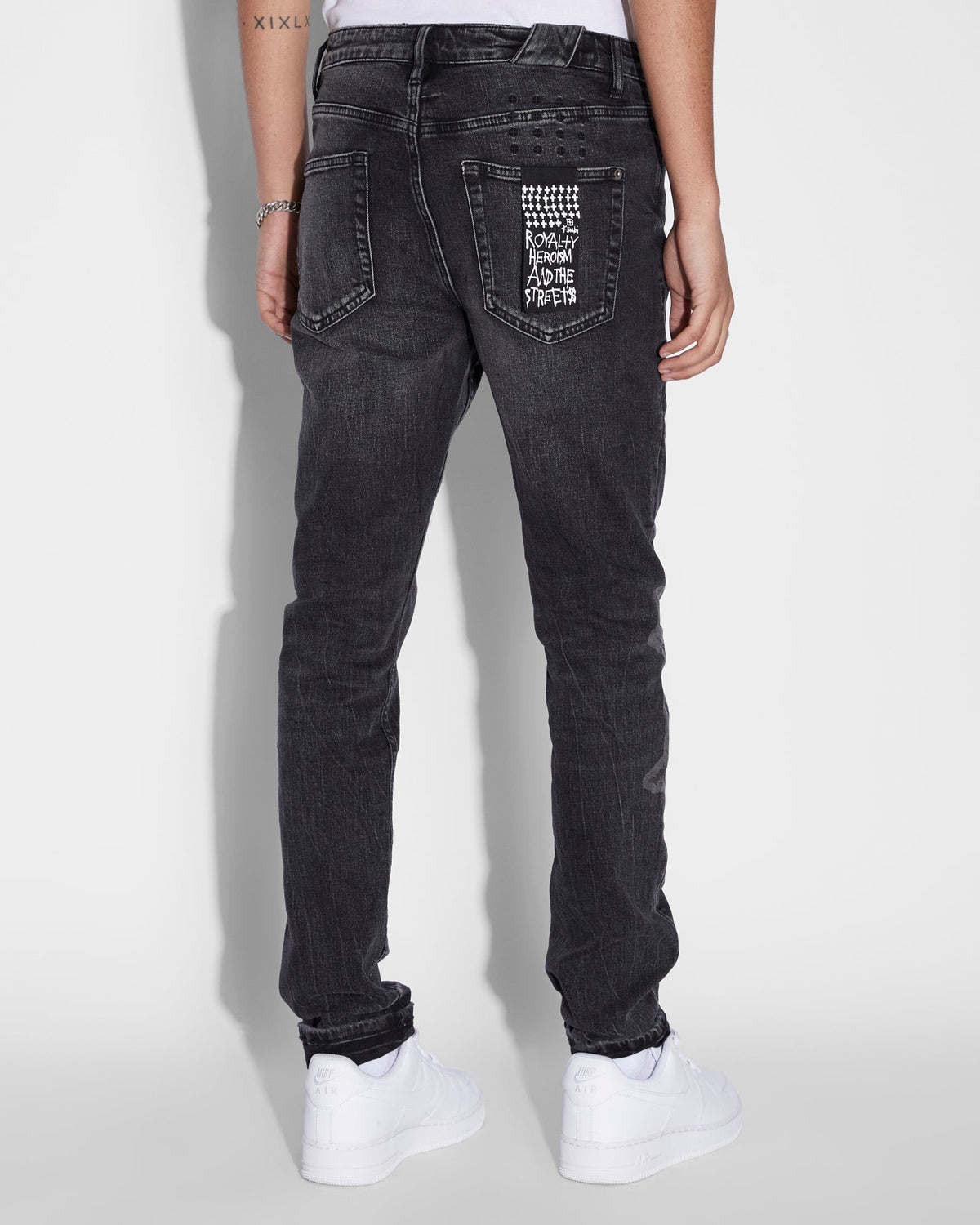 Mens Chitch Kut Out Black Slim Denim Jeans - Black