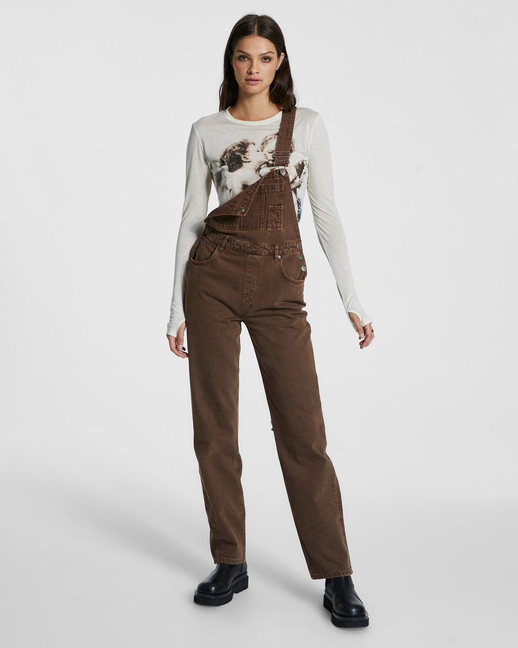 Womens Close Call Overalls Koko Relaxed Jumpsuits - Brown